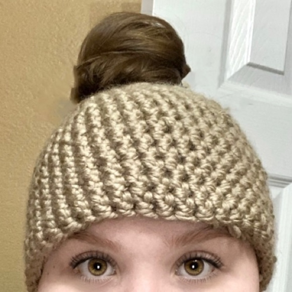 Messy bun beanie